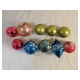 10 Vintage Shiny Brite Glass Christmas Ornaments