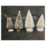 4 Vintage Miniature Bottle Brush Christmas Trees