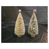 2 Vintage Mini Bottle Brush Christmas Trees