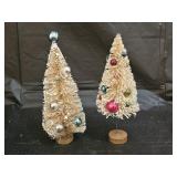 2 Vintage Mini Bottle Brush Christmas Trees