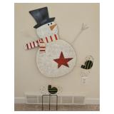 Rustic Metal Snowman Yard Art Stake