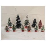 11 Vintage Mini Bottle Brush Christmas Trees