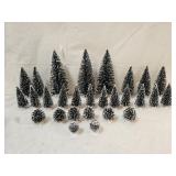 28 Lemax Village Flocked Bottle Brush Xmas Trees