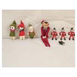 Vintage Elf on a Shelf and Christmas Ornaments