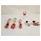 Lefton Angel, Japan Elves, Wood Clown Ornaments