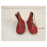 Antique Wool Felt Baby Boots with Leather Soles