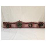 Vintage Painted Wood Village Fence with Wreaths