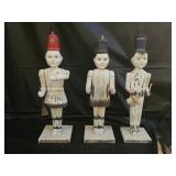 3 Vintage Hand Carved Wood Folk Art Soldiers