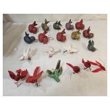 Vintage Paper Mache & Feather Bird Ornaments