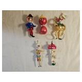 5 Germany And Italy Glass Christmas Ornaments