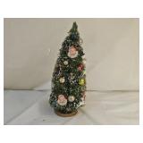 Vintage Flocked Bottle Brush Tree with Ornaments