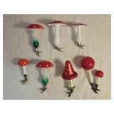 7 Italy Glass Clip Mushroom Christmas Ornaments