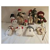 Folk Art and Plush Snowman Decor