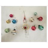 Vintage Mercury Glass Tree Topper and Ornaments