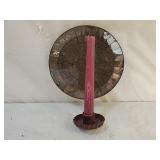 Ant. Mirrored Mosaic Glass Metal Candle Sconce