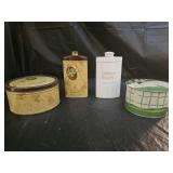 Vintage Bath and Talcum Powder Metal Containers