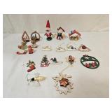 Vintage Wood, Pewter and Glass Ornaments