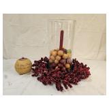 Festive Hurricane Centerpiece with Wreath, Candle