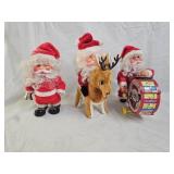 3 Vintage Battery Operated Mechanical Santa Claus