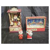 Vintage Christmas Music Boxes, Ceramic Figures