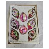 8 Vintage HP Glass Christmas Tree Ornaments