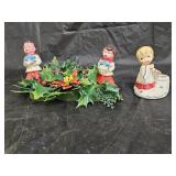 Vtg Christmas Centerpiece, H Howard Candleholder