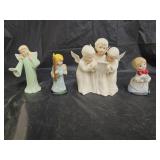 3 Porcelain/Ceramic Angel Figurines & 1 Chior Bell