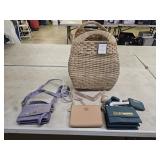 3 New Steve Madden Purses, Wicker Storage Basket
