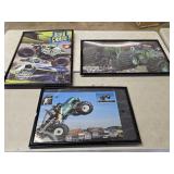 3 Large Monster Truck Framed Posters