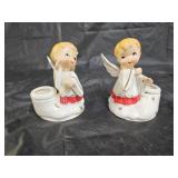 2 Vtg Holt Howard Chiorboy Angel Candleholders