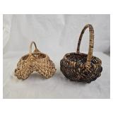 2 Vintage Hand Woven Wicker Baskets