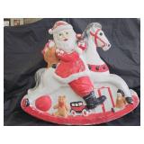 Vintage Santa On Rocking Horse Lighted Blow Mold