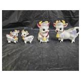 Vintage Japan Ceramic Cow Creamer, Sugar, Shakers