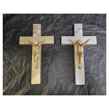 2 Catholic Metal Sick Call Hanging Crucifix