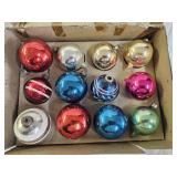12 Vintage Glass Christmas Tree Ornaments