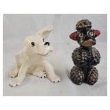 Vintage Redware and Porcelain Dog Figurines