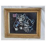 Vintage Chalk Art on Velvet with Painted Frame