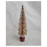 Vintage 10" Gold White Flocked Bottle Brush Tree