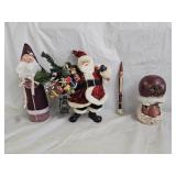 Carved Wood, Resin and Plush Santa Claus Figures
