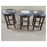3 Mahogany Swivel Barstools