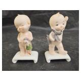 2 Vintage 1963 Lefton Porcelain Kewpie Figurines