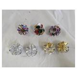 7 Vintage Foil Pom Pom Christmas Tree Ornaments