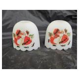 Fenton White Satin Glass Christmas Candle Holders