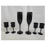 Black Amethyst Champagne and Cordial Glasses