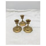 HEXAGON SCULPTED BASE BRASS TRIO