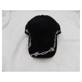Black new baseball cap barbed wire accent