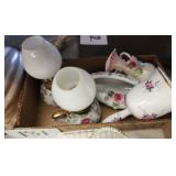(2) Miniature Lamps, Rose Decor