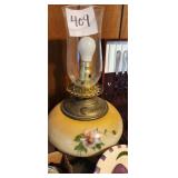 Antique Electrified Oil Lamp w/Chimney, No Shade