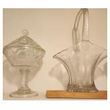 Antique Lidded Pedestal Compote, Basket