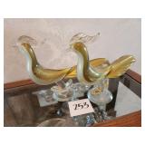 Pair Murano Glass Birds, MidCentury